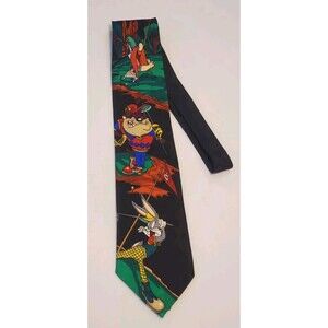 Vintage Looney Tunes Golf Tazmanian Devil Buggy Bunny 100% Silk Tie